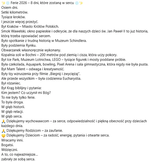 Ferie 2026 – 8 dni, które zostaną w sercu