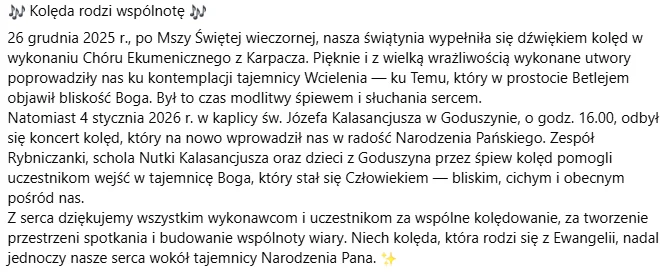 Kolęda rodzi wspólnotę